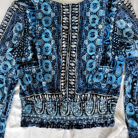 Blue Patterned Women's Top - Picture 4 of 5